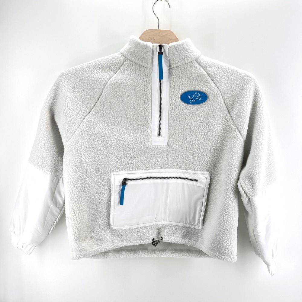 WEAR By Erin Andrews Detroit Lions White Polar Fleece XL 1/4 Zip Sherpa Game Day